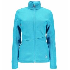 SPYDER Endure textured knit cerulean teal blue full zip core sweater jacket sz L