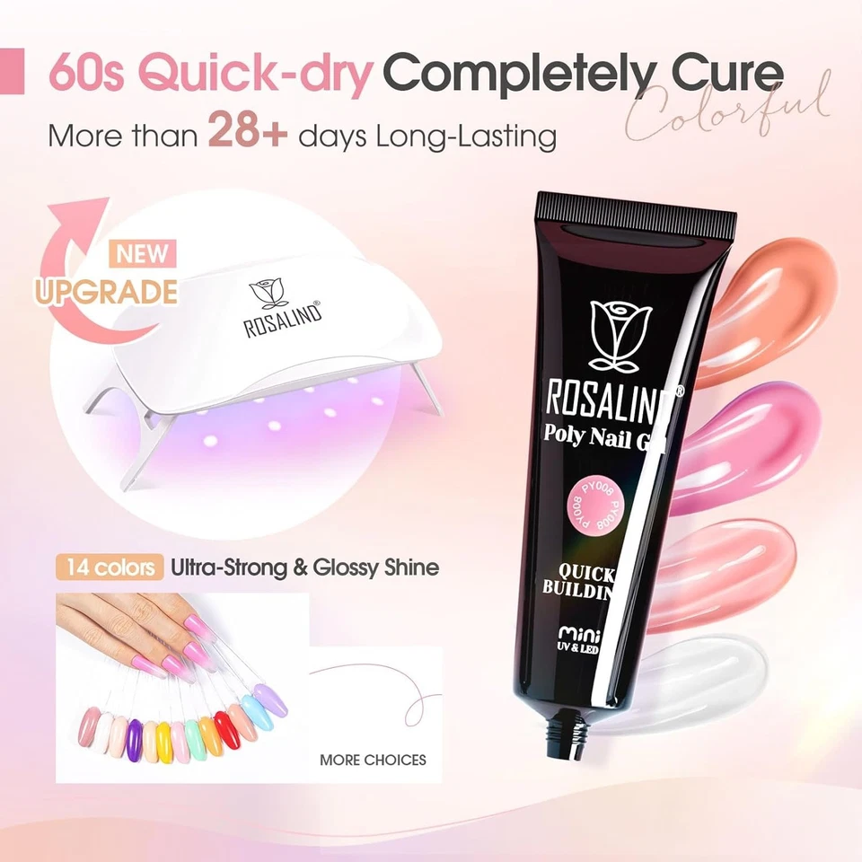 Kit de gel de uñas de polietileno ROSALIND -14 colores +72 Art 14 mini lámpara desnuda-03  Foto 4 de 4