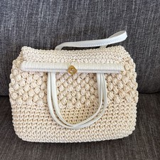 60's Vintage The May Co Crochet Beaded Clutch Purse Handbag Bag Boho