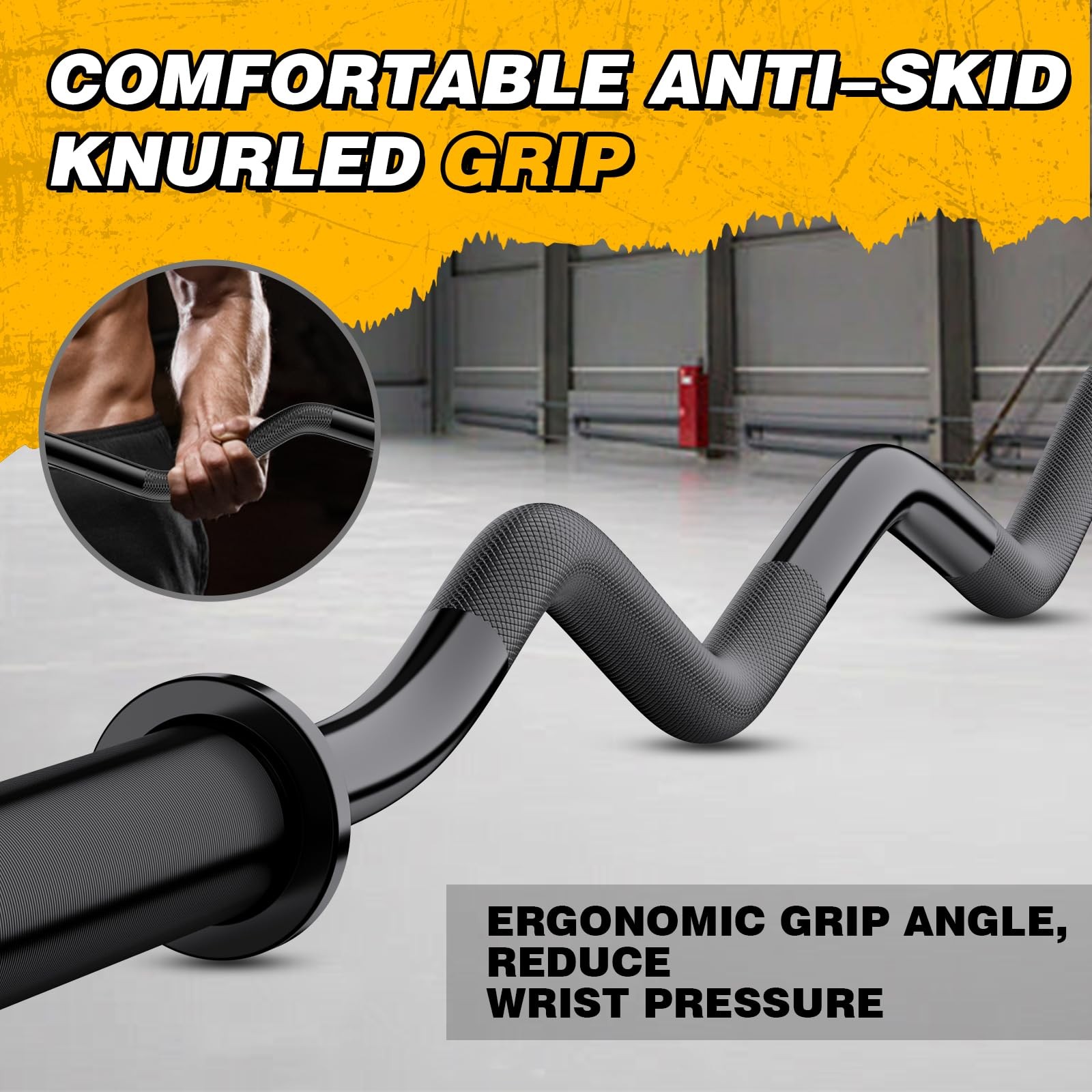 Olympic EZ Curl Barbell Bar, 47" Curl Bar for Weight Lifting, Home Gym Weight...