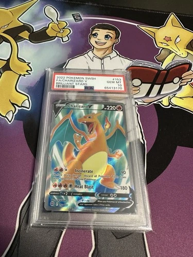 2022 POKEMON SWORD & SHIELD BRILLIANT STARS #153 FULL ART/CHARIZARD V PSA 10