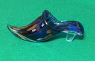 Murano Art Glass Slipper Shoe Cobalt Blue Gold Aventurine Millefiori 6" Vintage