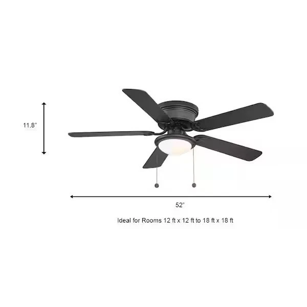 Hugger 52 in. LED Indoor Black & Mahogany Ceiling Fan with Light Kit AL383LED-BK - Image 4 of 4
