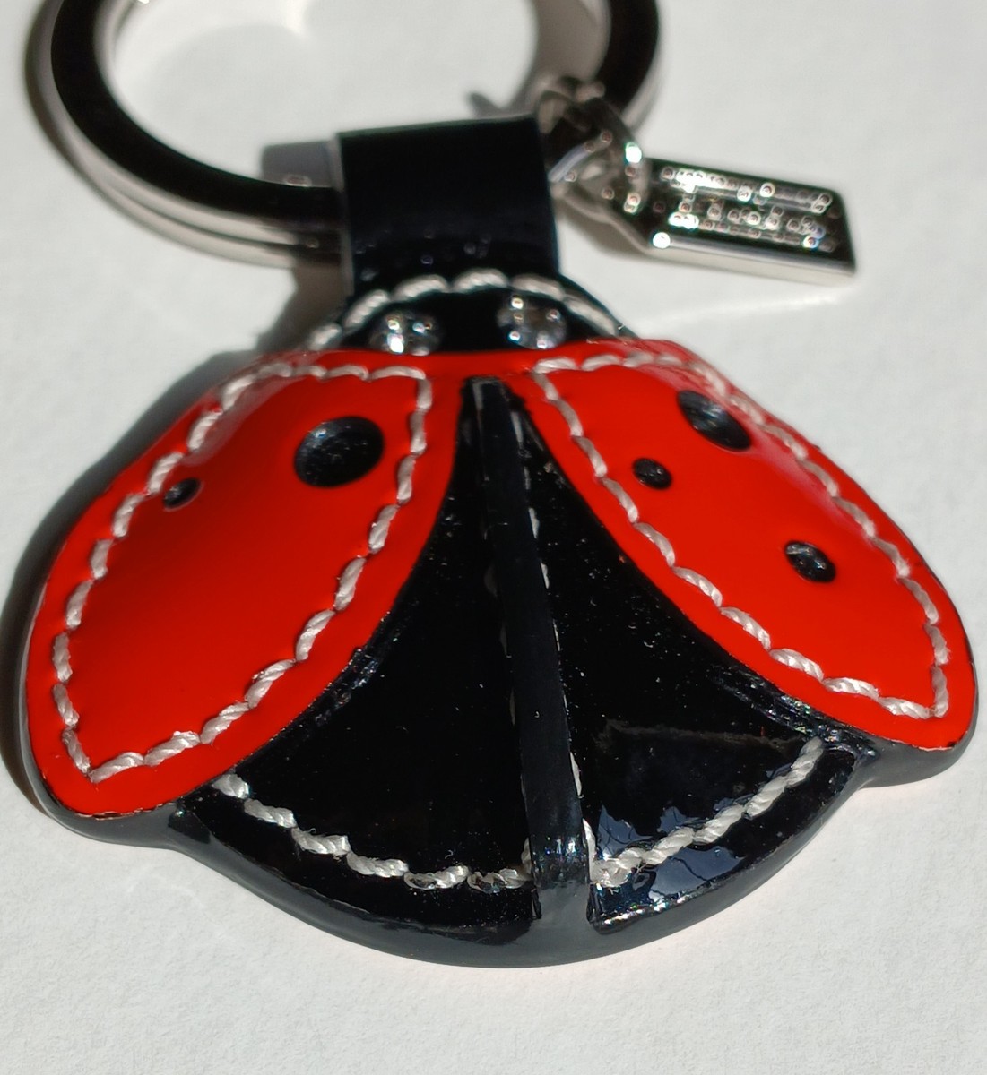 NWT Vintage Coach Ladybug Leather Keychain Purse Bag Charm Rare