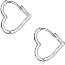 925 Sterling Silver Heart Earrings for Women, Dainty Huggie Hoop Fashion Hypoall