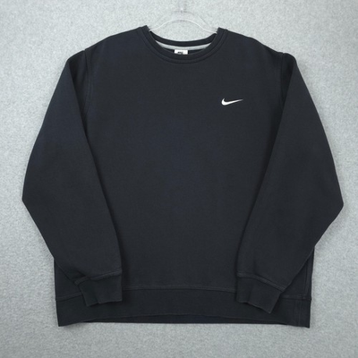 #ad Nike Sweatshirt Mens 2XL XXL Black Club Fleece Crew Neck Swoosh Logo Pullover $24.49