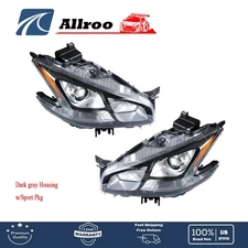 Headlights Assembly HID Dark Gray w/Sport Pkg LH+RH For Nissan Maxima 2009-2014