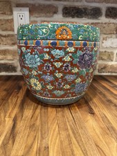 Large Chinese Vintage Porcelain Flower Scroll Pot , Jardiniere