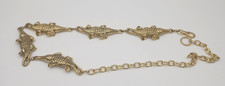 41" XL L Women's Belt gold chain alligator vintage adjustable reptile link