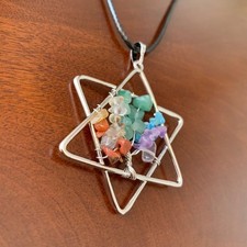 Star Rainbow 7 Chakra healing Stone Life of Tree Pendant Necklace