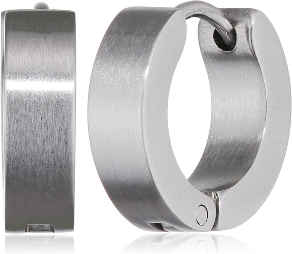 Klassische Creolen Ohrringe OhrhäNger Silber Matt. Klapp-Creolen Edelstahl 4Mm B-image