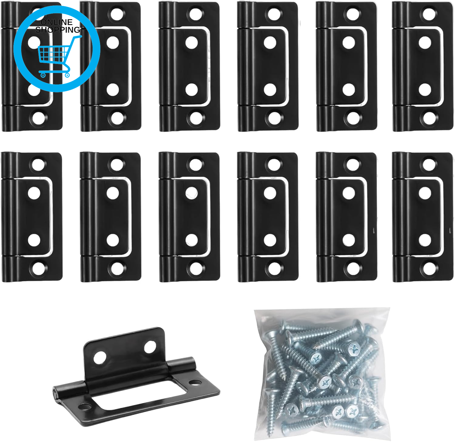 12 Pack, Flush, for Wood, Door Hinges - Heavy Duty 51Mm X 24Mm with 48 Screws fo
