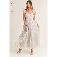 MABLE ERIKA ORGANZA FLORAL MAXI DRESS MEDIUM NWT