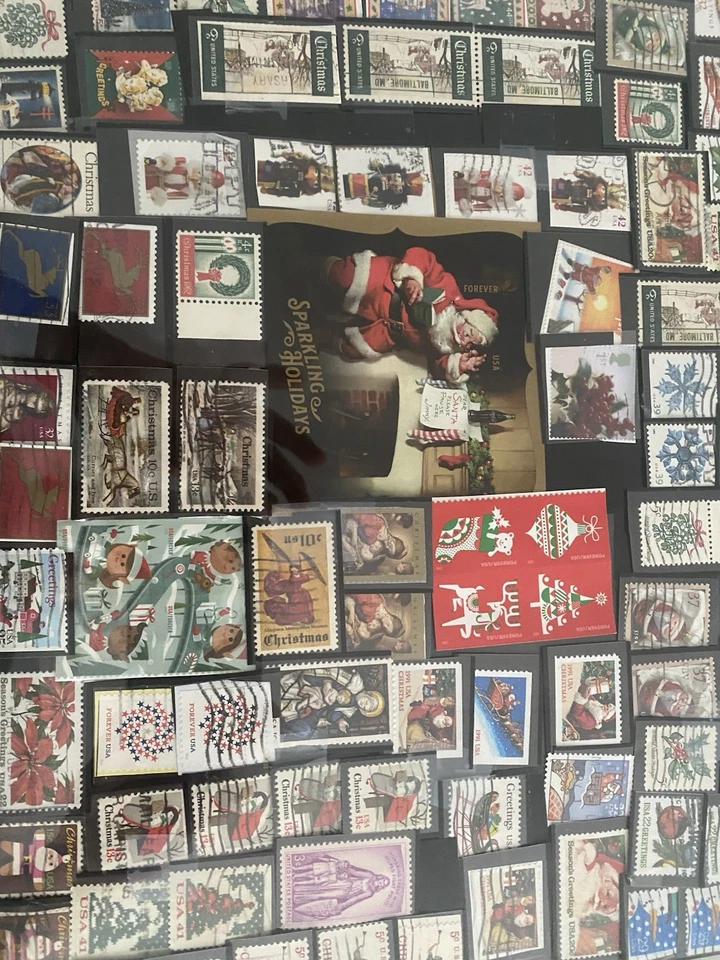 Lot Of 100 Vintage Stamps professionally framed Holiday themed 21 x 15 - Image 3 of 4