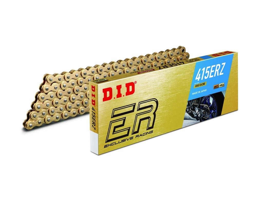 DID 415 ERZ Standard Racing Motorcycle Chain Gold/Gold Open With Clip Lock #116G