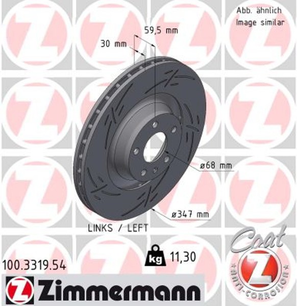 1X Bremsscheibe Black Z Zimmermann 100.3319.54 FüR Audi A6 C6 4F2 Avant 4F5 4FH-image