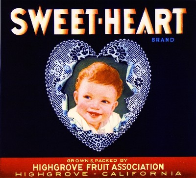 Highgrove Riverside County Sweet-Heart Orange Citrus Fruit Crate Label Art Print
