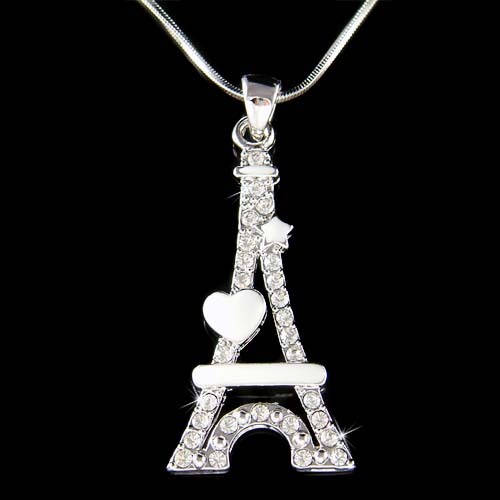 Torre Eiffel Con Cristal Swarovski París Francia Esmalte Corazón Estrella Collar - Imagen 1 de 1
