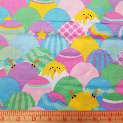 Easter Egg Chicks Multi Color Cotton Fabric CP35615 Springs Packed Eggs 2.5 Yard
