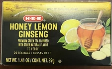 2pk Honey Lemon Ginseng Premium Green Tea H-E-B 20 Tea Bags