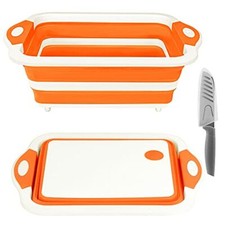 Collapsible Cutting Board Foldable Chopping Board With Colander Orange