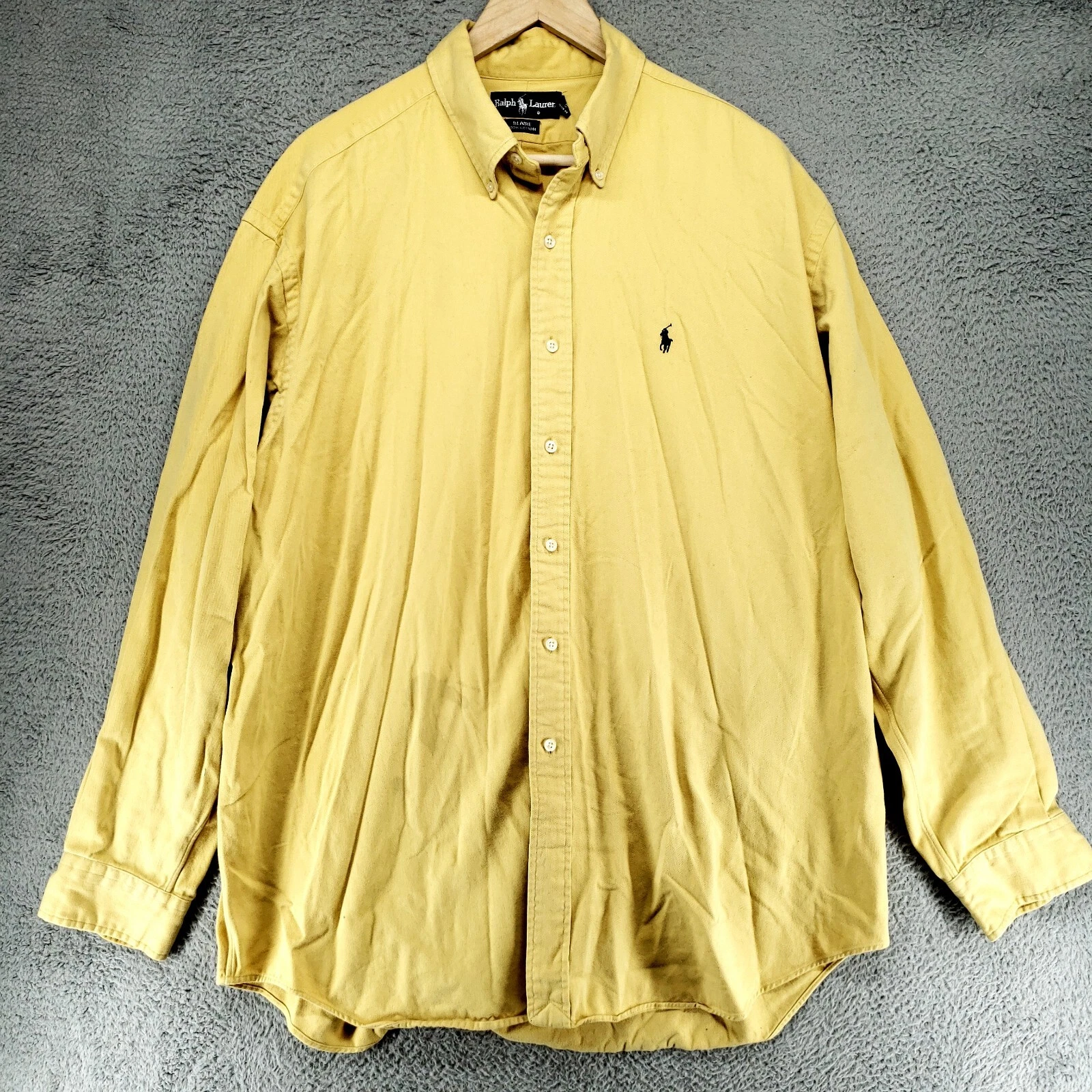 Ralph Lauren Mens XL Long Sleeve Blaire Yellow Button Up Shirt 100% Cotton