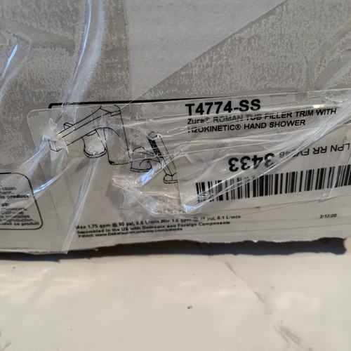 Delta T4774-SS Zura 2-Handle Roman Tub Faucet Trim Kit w/Hand Shower, Stainless - 第 4/11 張圖片