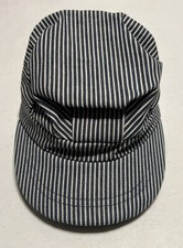 Vintage Blue Stripe Train Engineer Conductor Hat Cap Child SnapBack Denim USA