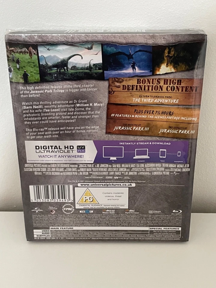 JURASSIC PARK 3 LIMITED EDITION UK BLU RAY STEELBOOK (NEW AND SEALED) - Image 2 of 4