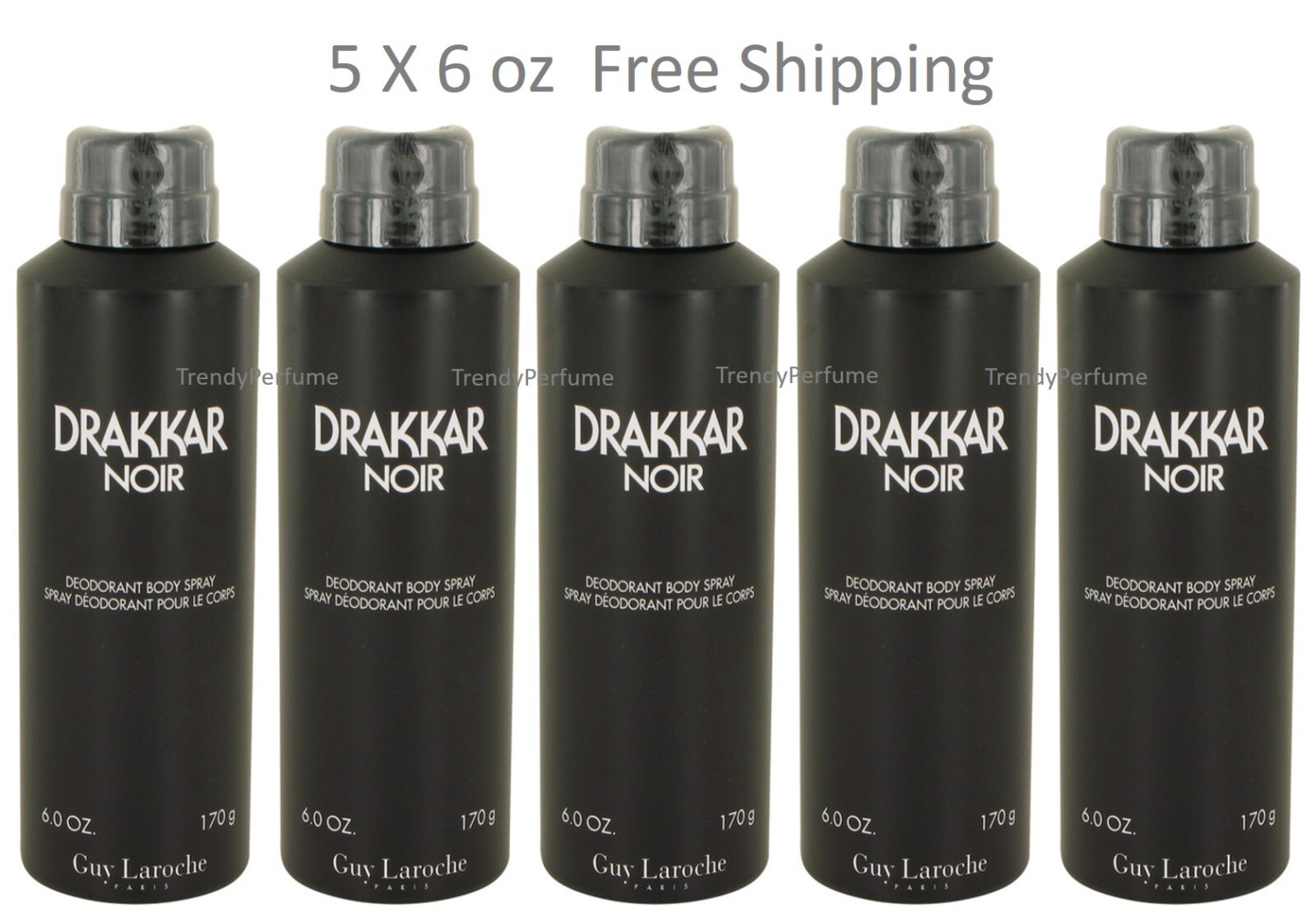Drakkar Noir Deodorant Body Spray Cologne by Guy Laroche For Men 6 oz x