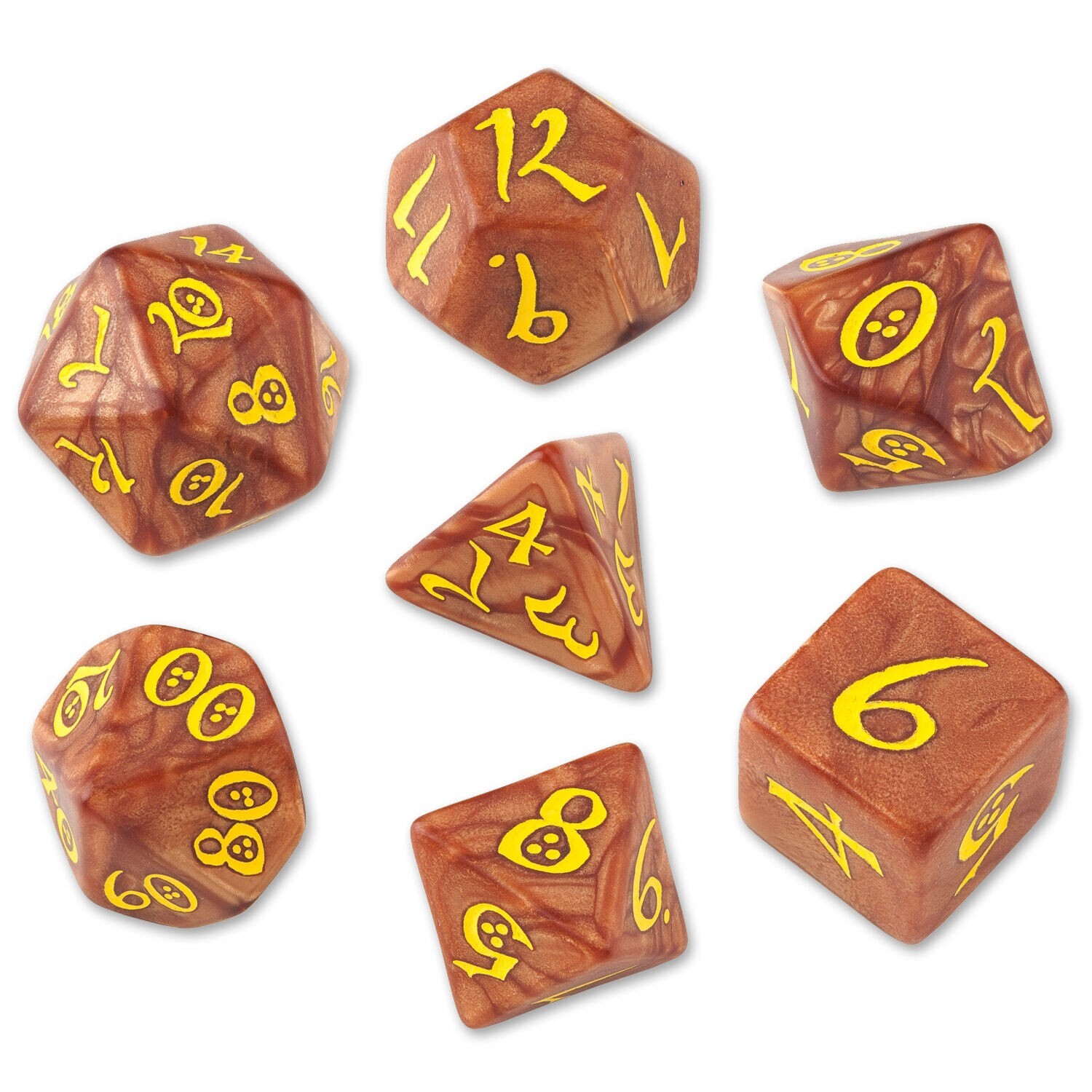 Dadi Q-Workshop Classic Caramel & Yellow Dice Set