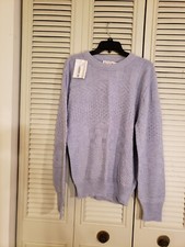 Vtg London Fog Mens Sweater Made in USA Virgin Acrylic Blue Sweater Medium NWT!