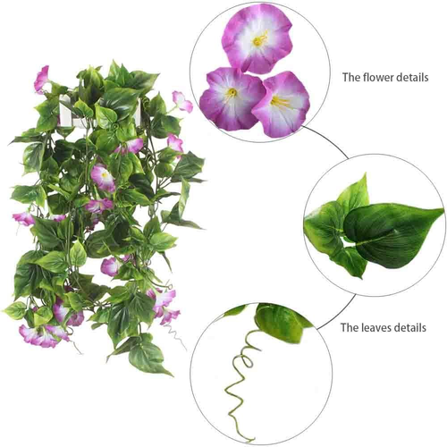 Artificial Vines, 2Pcs 15Feet Morning Glory Hanging Plants Silk Garland Fa - Picture 7 of 12