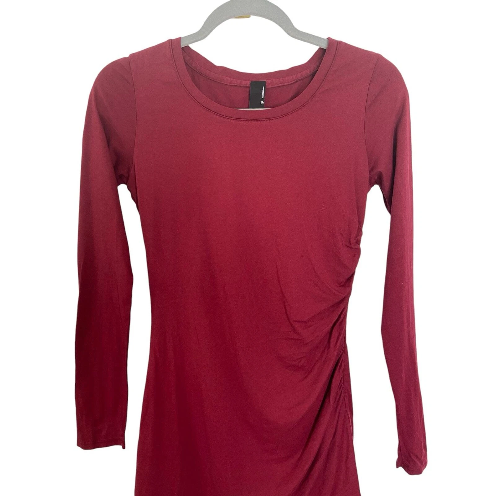 Bobi Supreme Jersey Bodycon Mini Abito Increspato Surplice Manica Lunga Pinot Taglia S