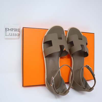 *上品エレガントな足元*【HERMES】Sandalen Santorini 37 HERMES SANTORINI SANDAL ORAN H SANDALS EPSOM LEATHER