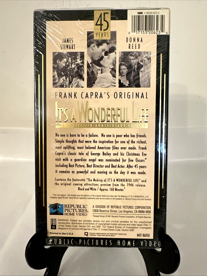 It's a Wonderful Life VHS 45th Anniversary Edition James Stewart - New Sealed - Image 2 of 3