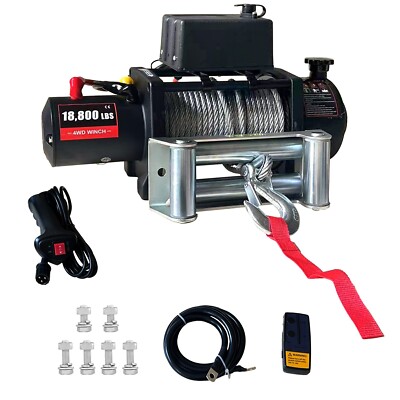 18800lbs Electric Vehicle Winch, IP67 80ft 12V Steel Cable Winch,Wireless Remote