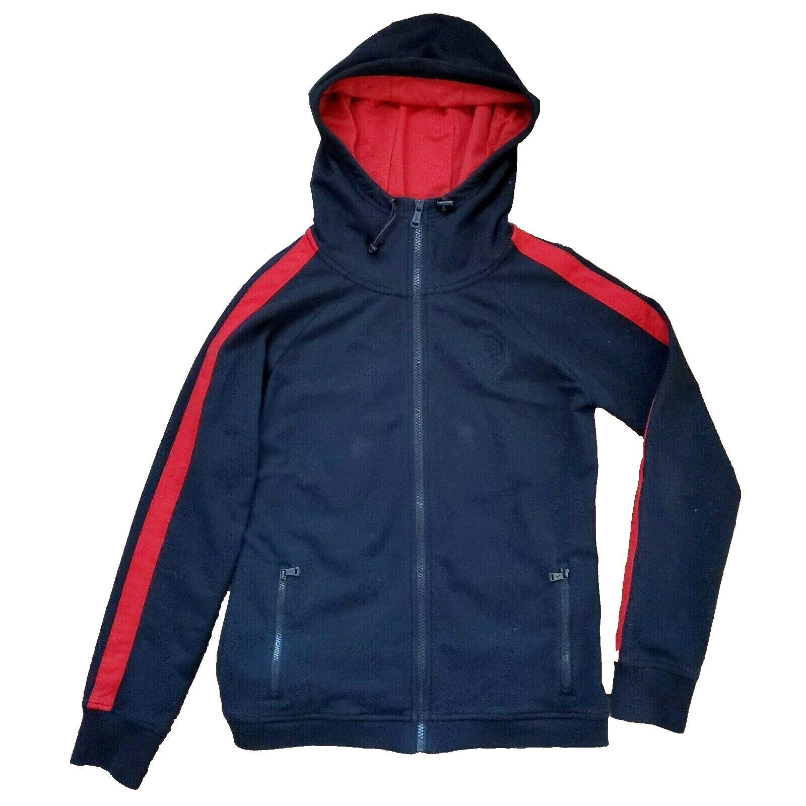 Ralph Lauren Black Track Jacket Womens Small Hooded Sweater Full Zip Crown Crest