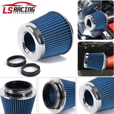 3"/3.5"/4" High Flow Inlet Dry Air Filter Cold Air Intake Cone Replacement BLUE