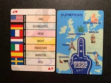 Swap Playing Card  CUSS CARD  Four of Hearts  European Edition TRANSLATE SLANG