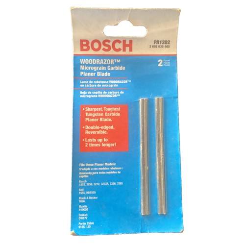BOSCH PA1202 Pair of Woodrazor Tungsten Carbide Planer Blades Pack 1