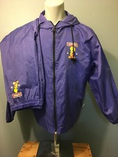 Vintage 80s 90s Retro Tweety Looney Tunes Purple Nylon 2-Piece Sweatsuit Mens M