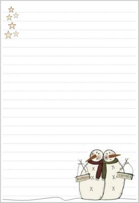 Duo Weihnachten Schneemänner - liniertes Schreibpapier (auf 100 g/m² Premium weißem Papier)