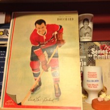 XXRARE 1951/52 BUTCH BOUCHARD HOF MONTREAL CANADIENS LA PATRIE POSTER  !!