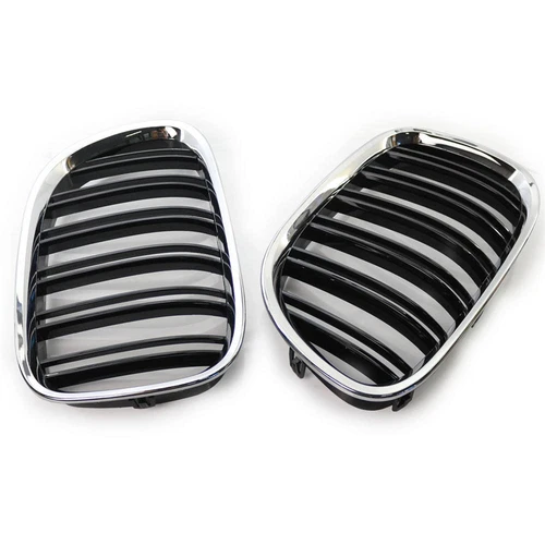 For BMW F01 F02 F03 F04 2009-2015 Pair Chrome Dual Slat Front Bumper Grille ABS - Picture 4 of 7