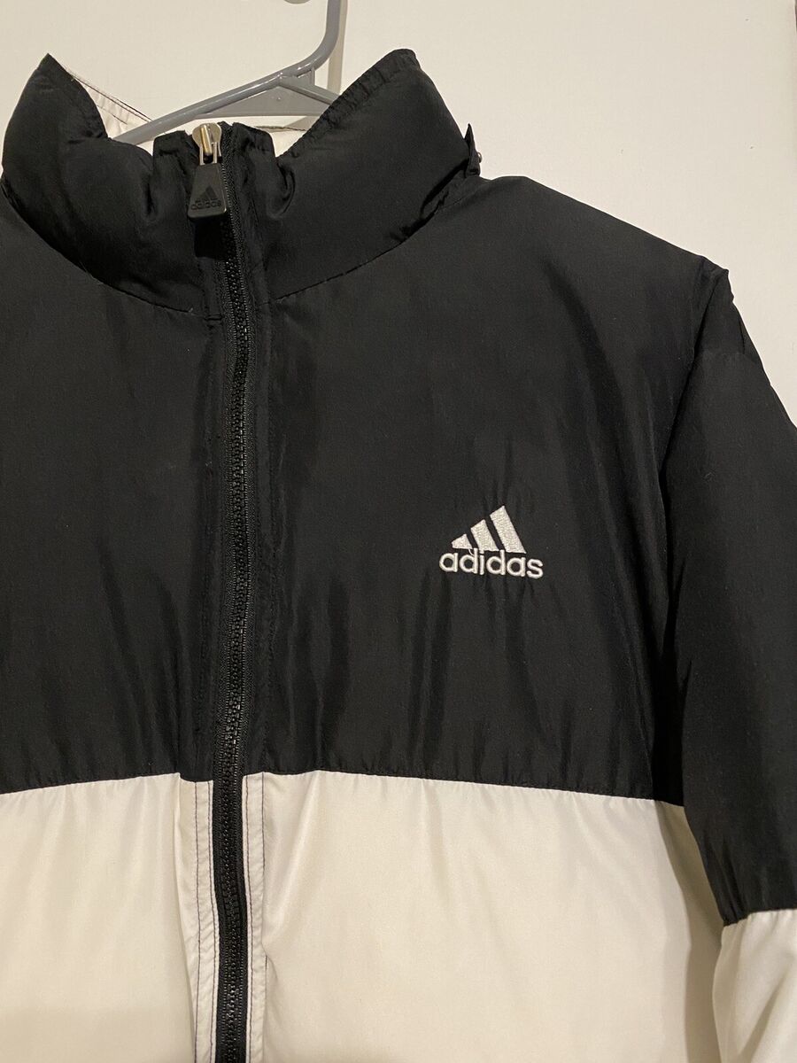 Vintage 90s Adidas Puffer Jacket Coat Black / White full zip Vintage 90s Adidas Puffer Jacket Coat Black / White full zip