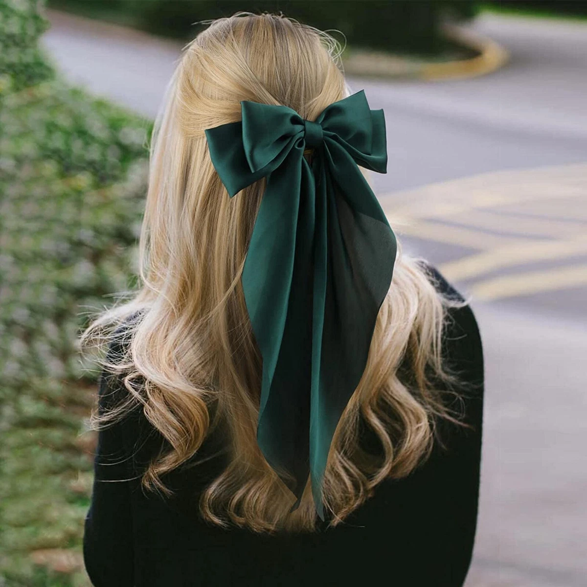 Stylish Bow with Big Ribbon Hair Clip for Women & girls color GREEN