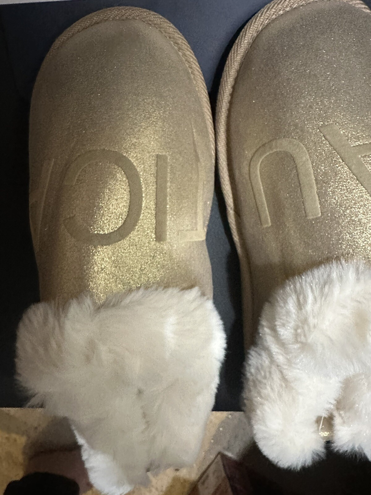 PANTOFOLA D’ORO Nuovo con etichette! NAUTICA DONNA PANTOFOLE SLIP ON METALLIZZATE TAGLIA LARGE 9 10