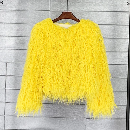 Short Fit Women Shaggy Faux Fur Coat Winter Warm Jacket Fluffy Cardigan Outwear - Bild 36 von 53