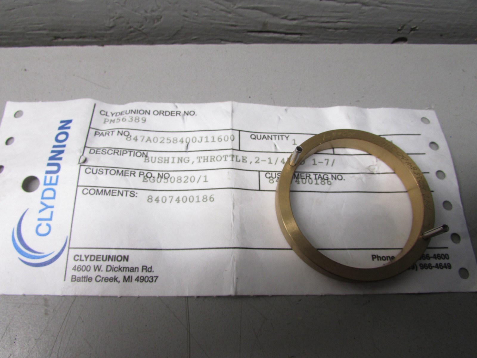 Clyde Union Pumps 847A0258400J11600 Throttle Bushing 21/4'' OD 17/ eBay
